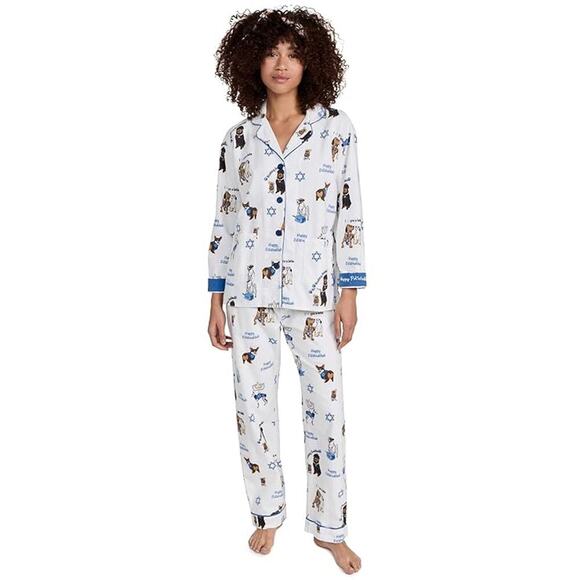 P.J. Salvage Loungewear Flannels Pajama Pj Set Happy Pawnukkah Print Size Medium - Picture 13 of 13
